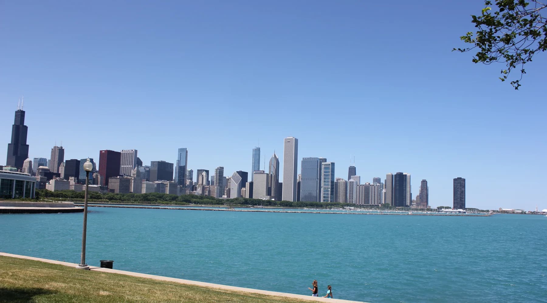 Chicago skyline and Lake Michigan viewed from the lakefront