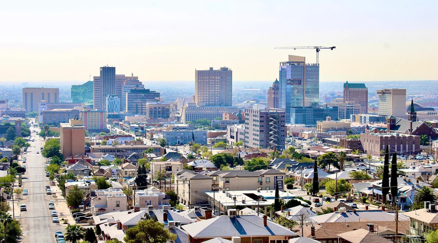 Downtown El Paso skyline with the Franklin Mountains in the distance